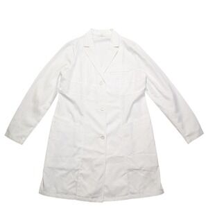 Medelita Lab Coat Women L White Button Front Professional Medical Uniform Long